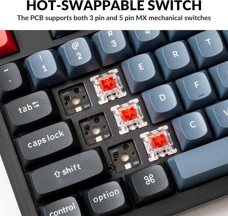 Keychron V6 Wired Custom Mechanical Keyboard, Full-Size QMK/VIA Programmable Macro with Hot-swappable K Pro Red Switch Compatible with Mac Windows Linux (Frosted Black-Translucent) - Image 2